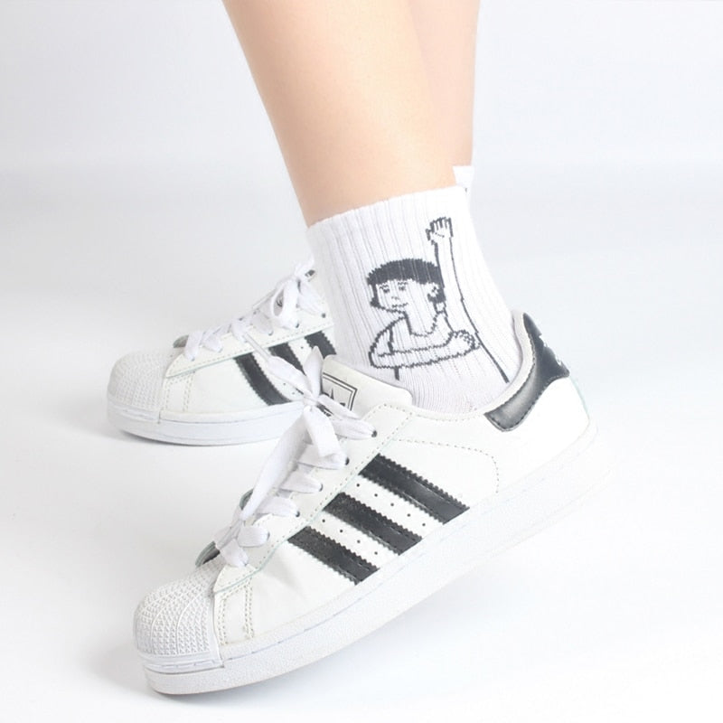 Harajuku Style Emoji Socks – Cute Cartoon Letters, Soft Cotton, Fun Short Ankle Design