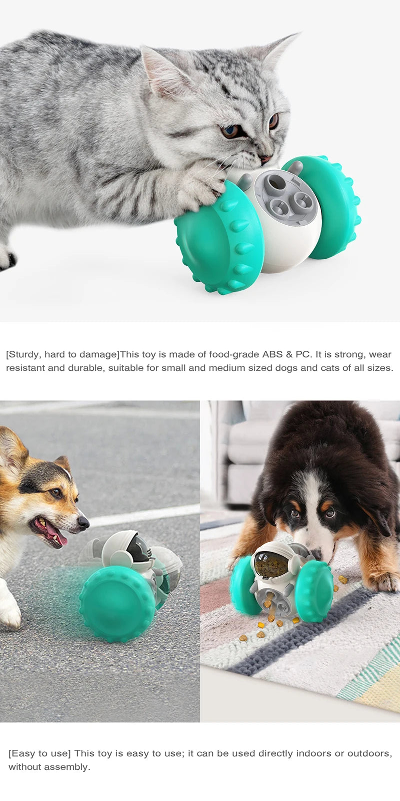 Dog Treat Leaking Toy Pet Puzzle Interactive Tumbler Toy Puppy Cat Slow Food Feeder Dispenser Dog Training Supplies