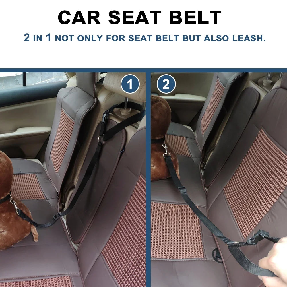 Solid Color 2 in 1 Pet Car Seat Belt Lead Leash BackSeat Safety Belt Adjustable Harness for Kitten Dogs Collar Pet Accessories