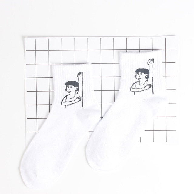 Harajuku Style Emoji Socks – Cute Cartoon Letters, Soft Cotton, Fun Short Ankle Design