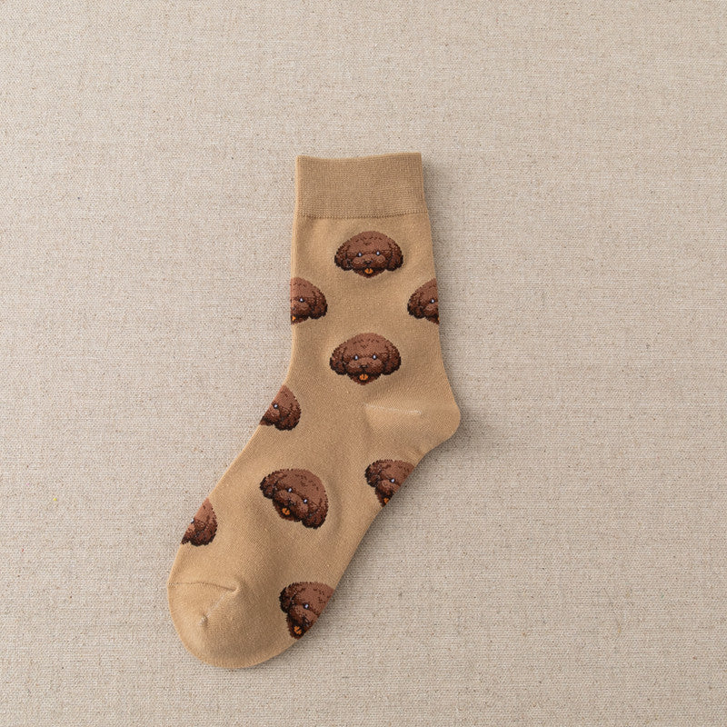 Cute Dog Cartoon Mid Socks – Japanese-Inspired Socks with Shiba, Dalmatian & More
