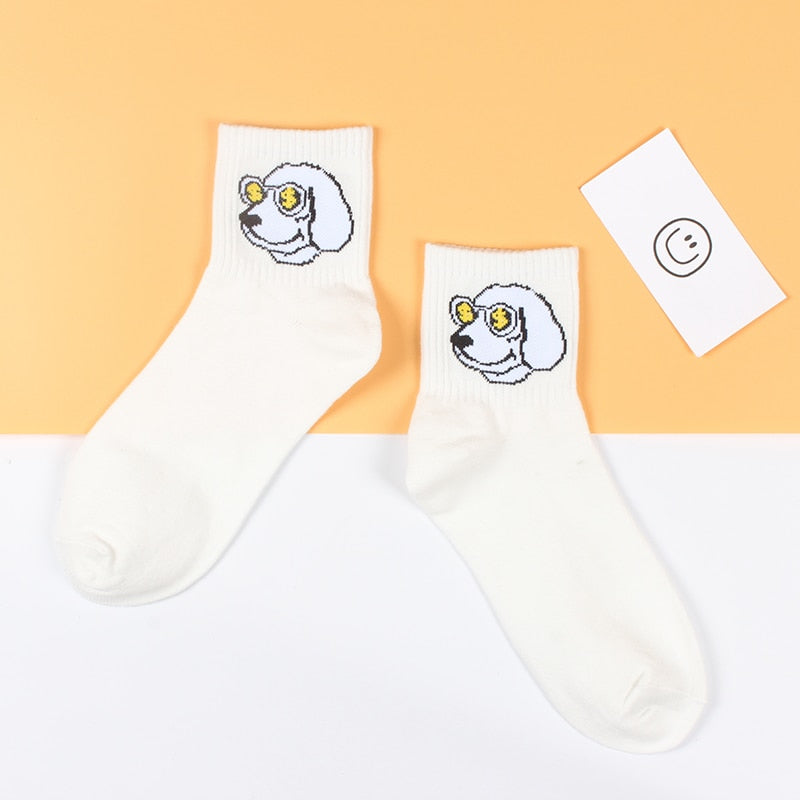 Harajuku Style Emoji Socks – Cute Cartoon Letters, Soft Cotton, Fun Short Ankle Design