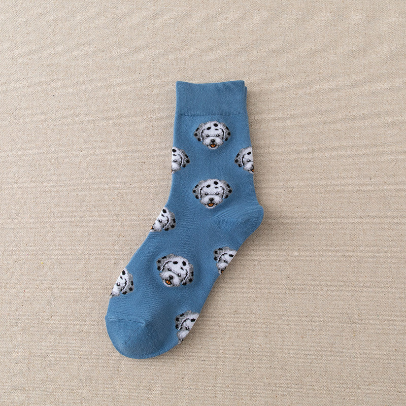 Cute Dog Cartoon Mid Socks – Japanese-Inspired Socks with Shiba, Dalmatian & More