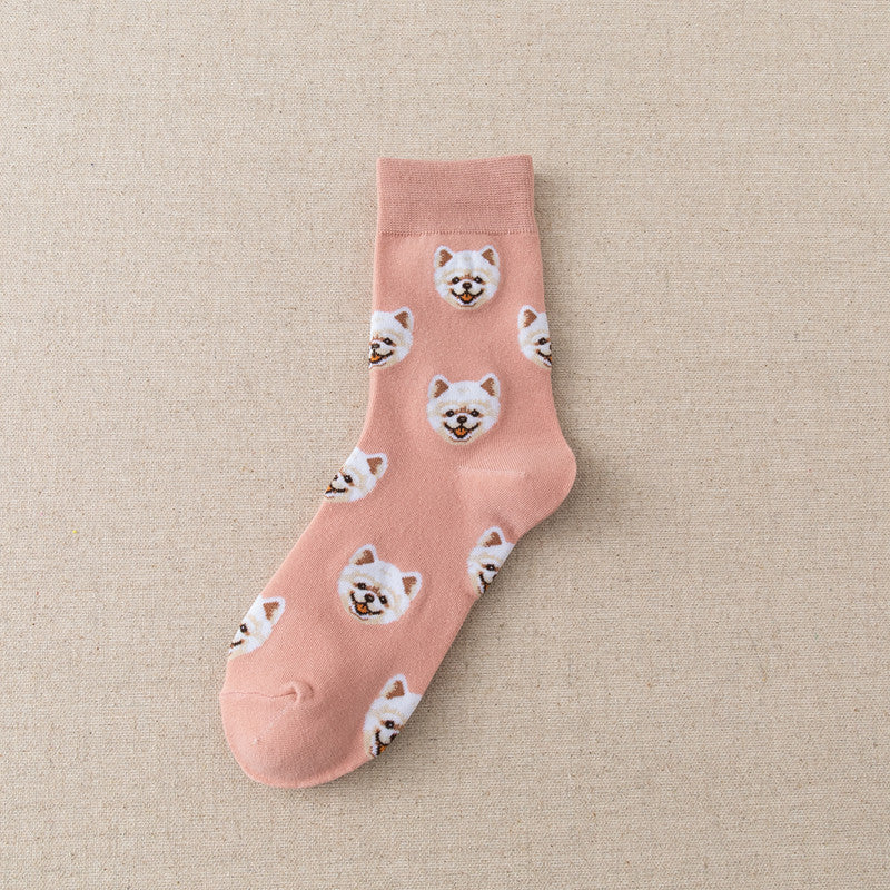 Cute Dog Cartoon Mid Socks – Japanese-Inspired Socks with Shiba, Dalmatian & More