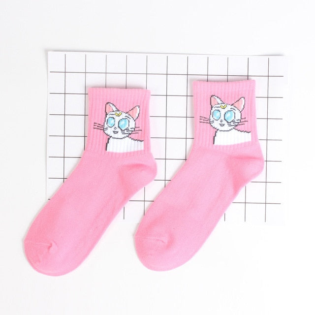 Harajuku Style Emoji Socks – Cute Cartoon Letters, Soft Cotton, Fun Short Ankle Design