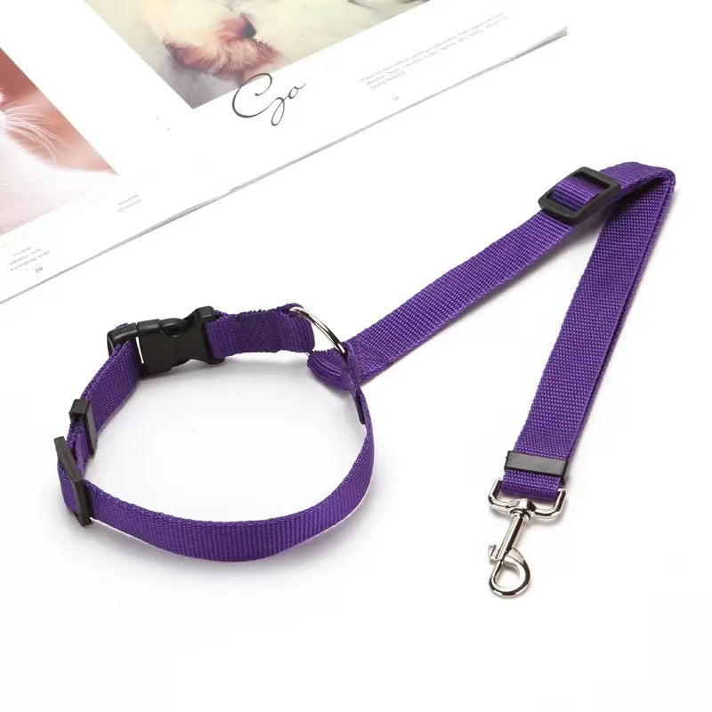 Solid Color 2 in 1 Pet Car Seat Belt Lead Leash BackSeat Safety Belt Adjustable Harness for Kitten Dogs Collar Pet Accessories