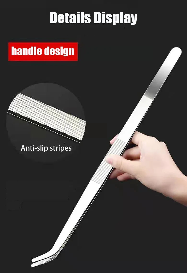 48cm Stainless Steel Tweezers Fish Tank Aquatic Plants Aqaurium Tool Water Plant Curved Pliers Birds Reptile Feeding Tongs