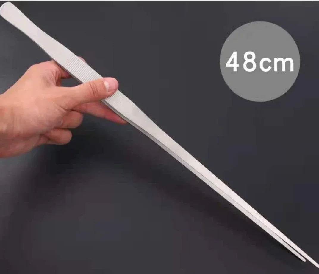 48cm Stainless Steel Tweezers Fish Tank Aquatic Plants Aqaurium Tool Water Plant Curved Pliers Birds Reptile Feeding Tongs