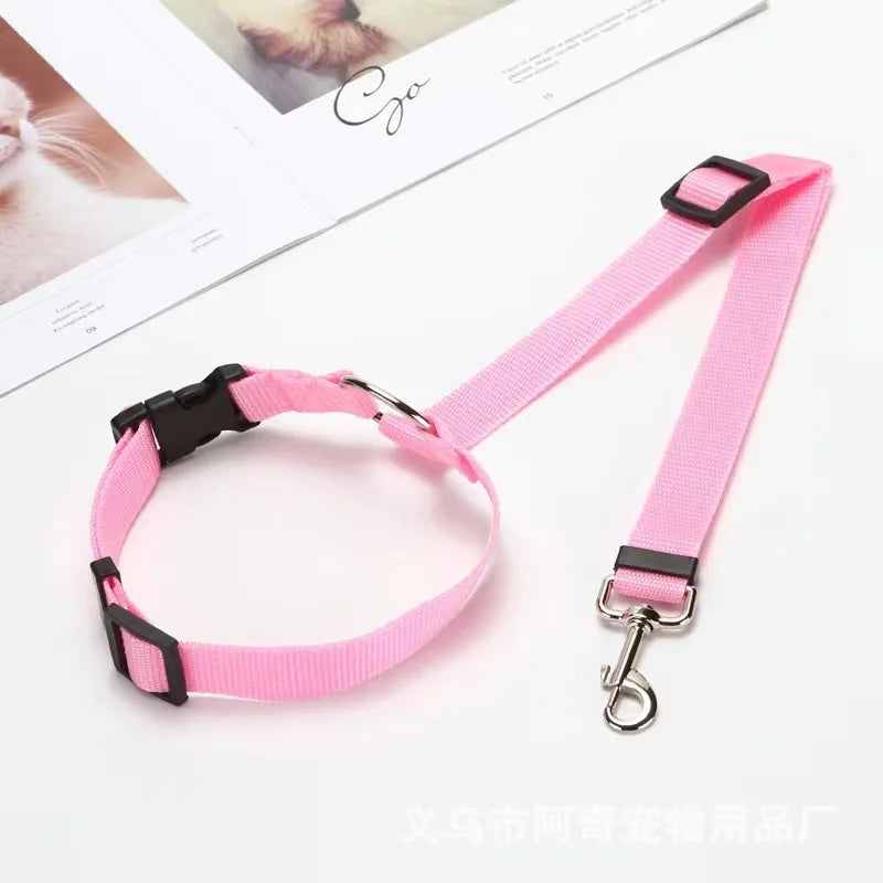 Solid Color 2 in 1 Pet Car Seat Belt Lead Leash BackSeat Safety Belt Adjustable Harness for Kitten Dogs Collar Pet Accessories