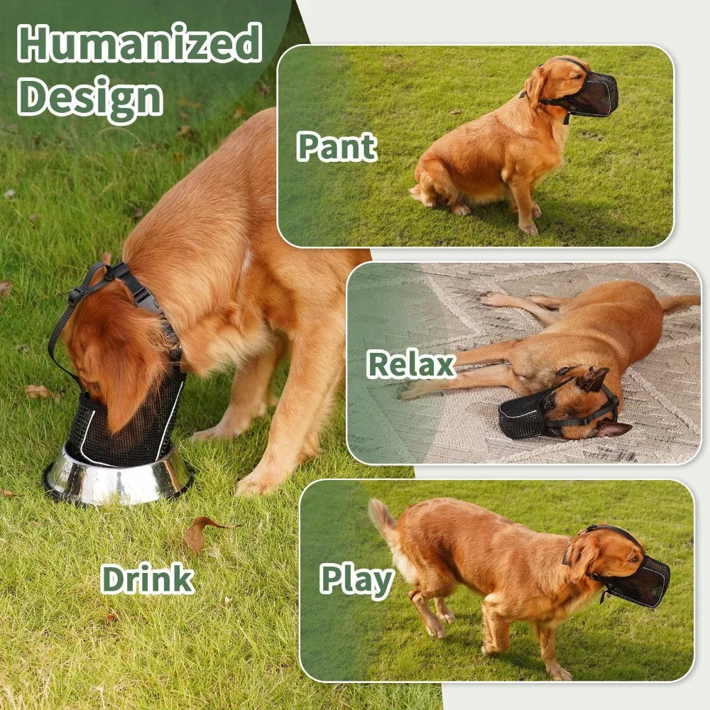 Soft Dog Muzzle for Small Large Dogs Mask Anti Biting Chewing Licking Breathable No Bark Mesh Printed Full Coverage Muzzles