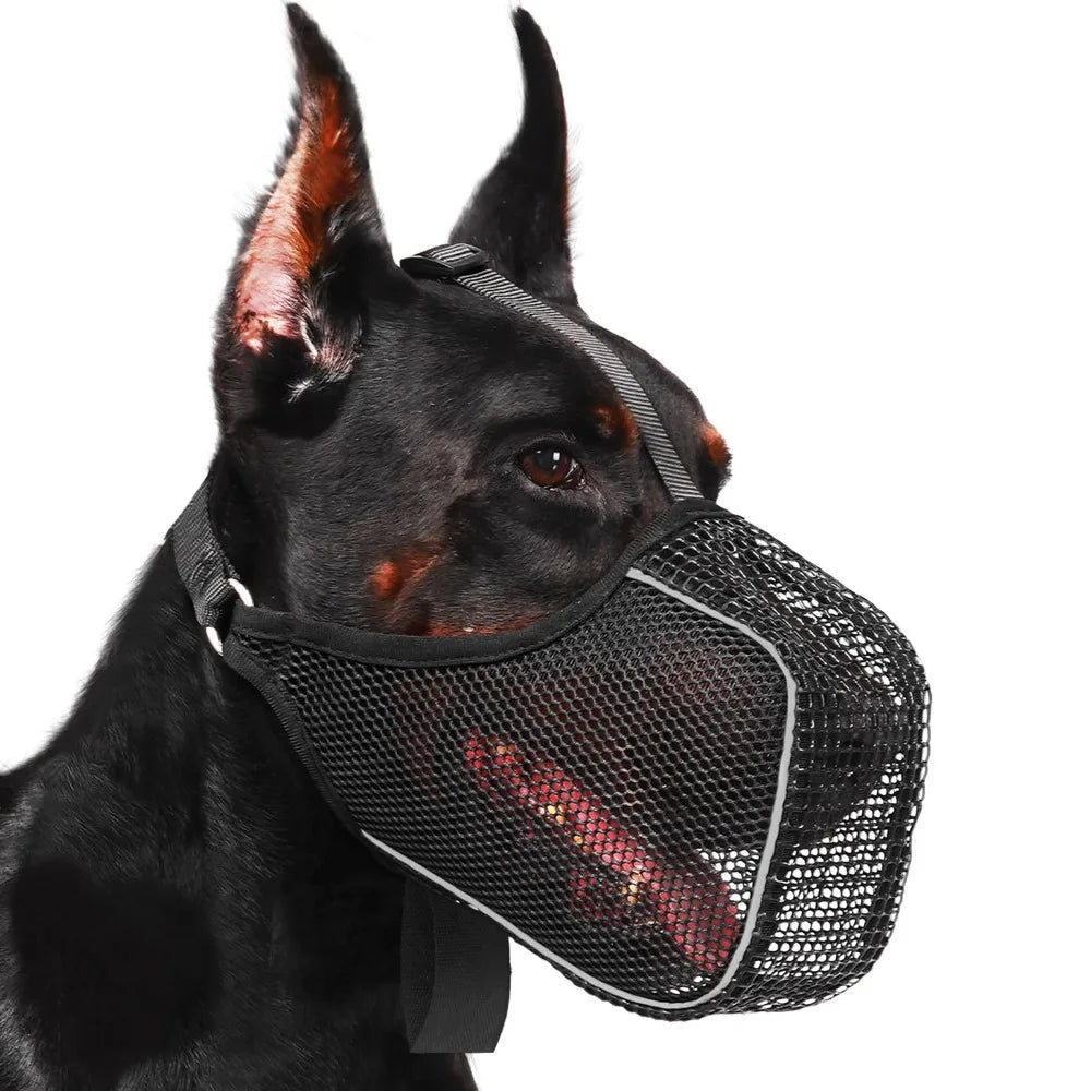 Soft Dog Muzzle for Small Large Dogs Mask Anti Biting Chewing Licking Breathable No Bark Mesh Printed Full Coverage Muzzles