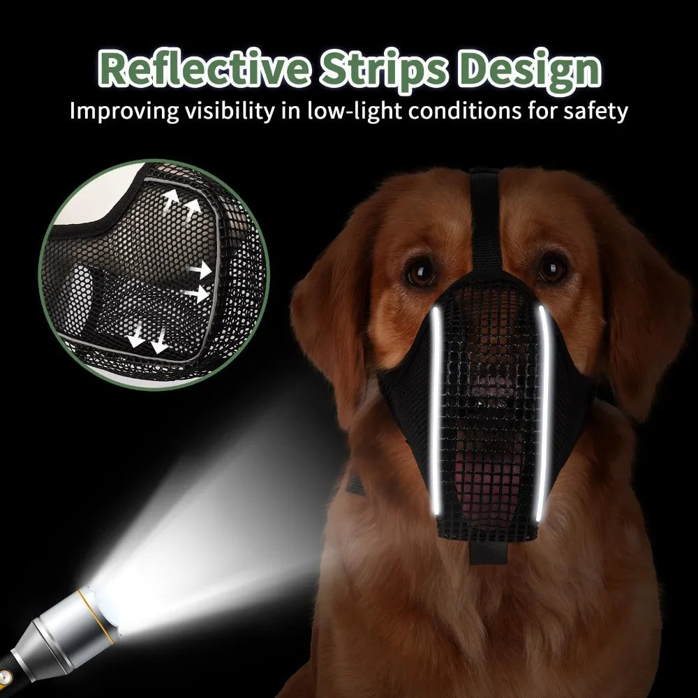 Soft Dog Muzzle for Small Large Dogs Mask Anti Biting Chewing Licking Breathable No Bark Mesh Printed Full Coverage Muzzles