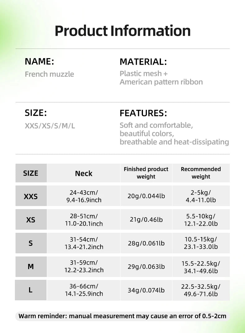 Dog Muzzle for Short-snouted Dogs Preventing Barking French Bulldogs Breathable Muzzle Prevent Accidental Ingestion Pet Products