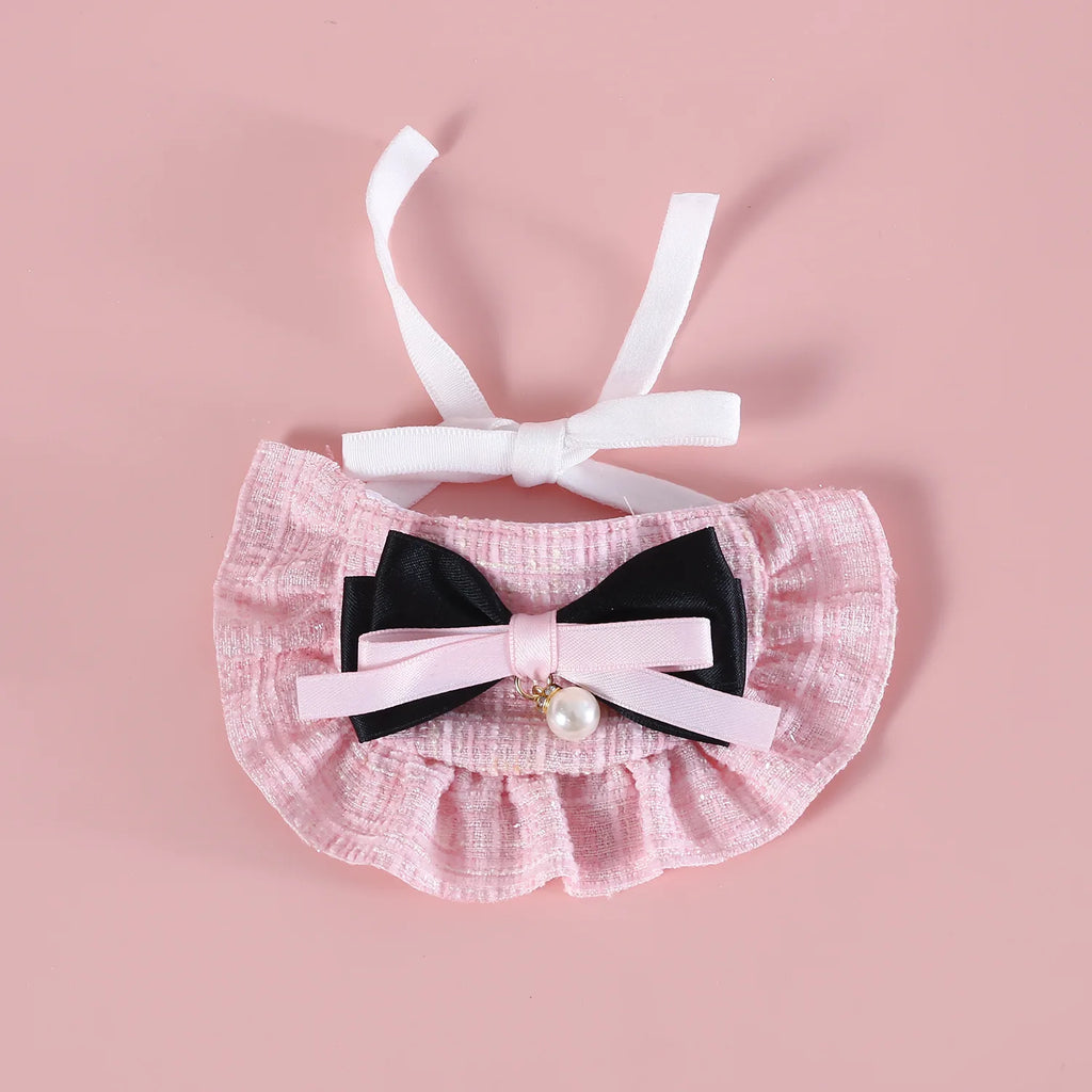 1pc Elegant Pet Princess Outfit Set - Chic Beret, Pearl Bow & Floral Bib for Cats and Small Dogs