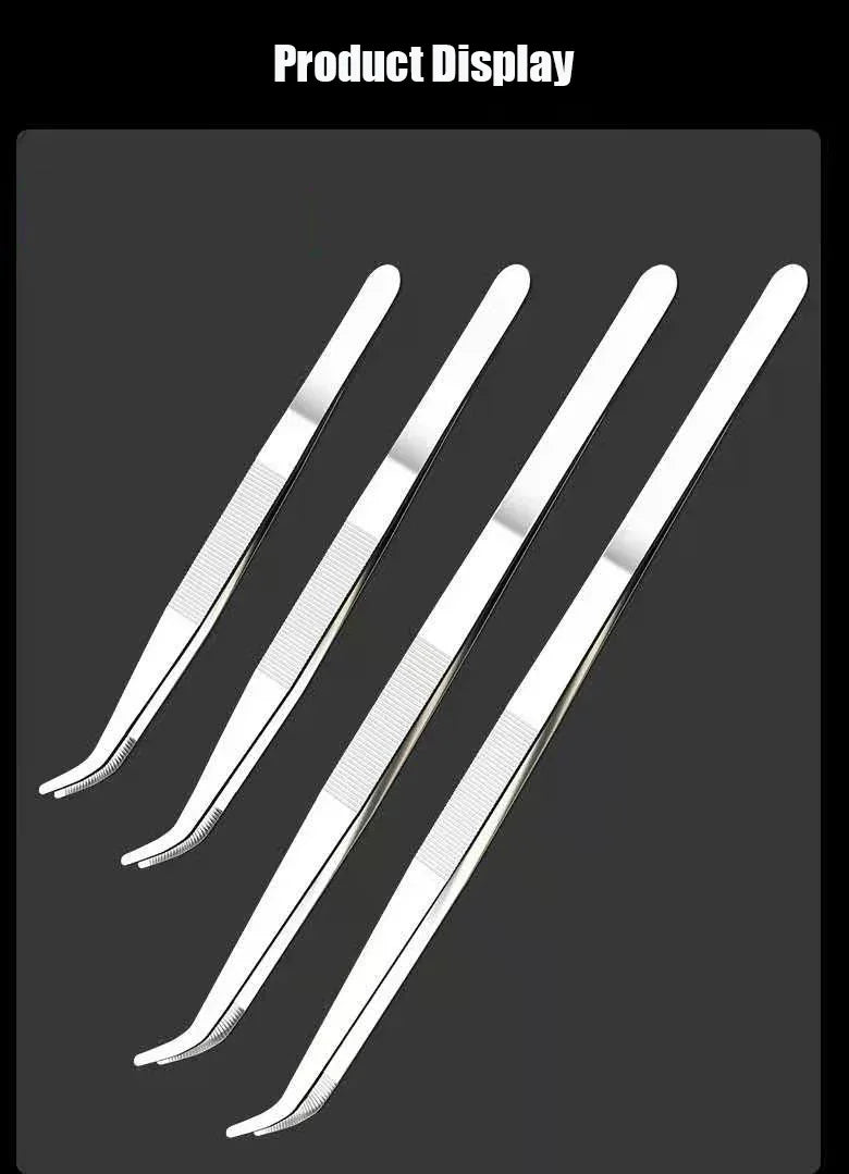 48cm Stainless Steel Tweezers Fish Tank Aquatic Plants Aqaurium Tool Water Plant Curved Pliers Birds Reptile Feeding Tongs