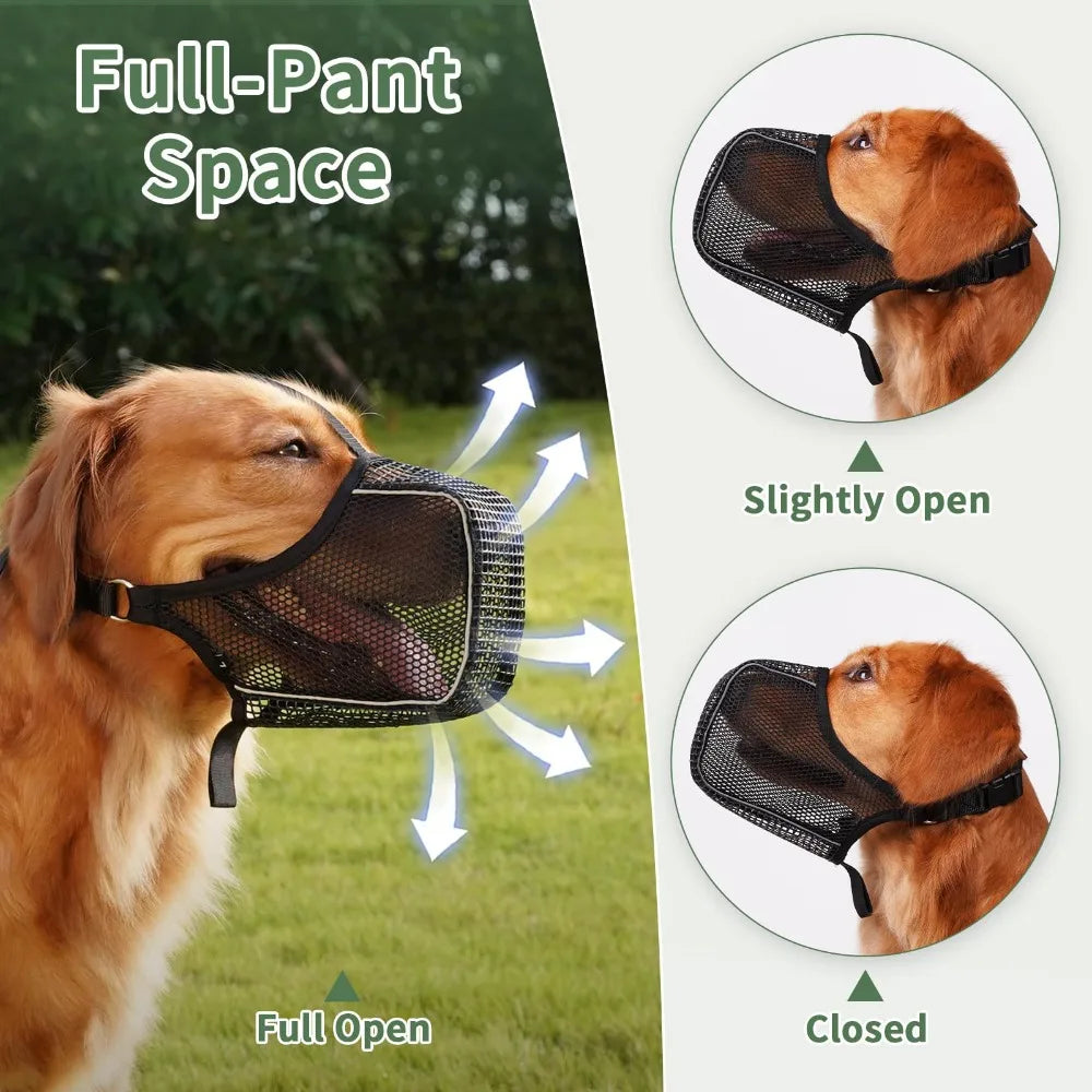 Soft Dog Muzzle for Small Large Dogs Mask Anti Biting Chewing Licking Breathable No Bark Mesh Printed Full Coverage Muzzles